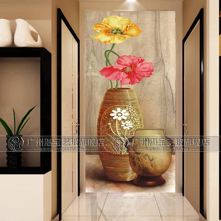 Art Glass Screen Divide Menaga Channel Background Wall Carving Artistic Living Room Chinese Modern Tulip Vase