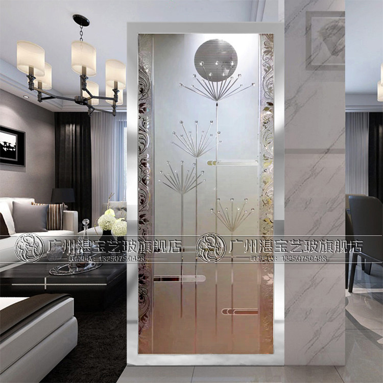 Custom-made art glass craft carved living room screen porch aisle TV background wall European-style modern dandelion
