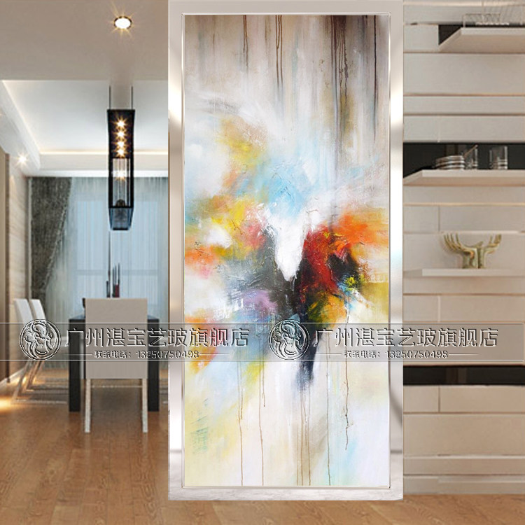 Art Glass European-style minimalist cabinet Background wall Living room frosted Xuanguan Screen Partition Aisle Background Wall Abstraction