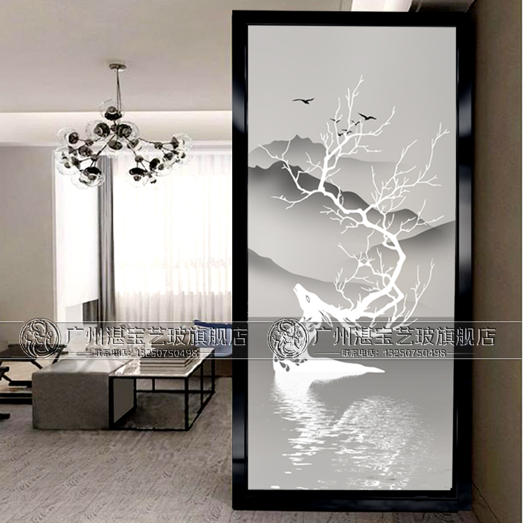 Eurostyle Art Glass screen Two sides partition Living room Background wall Custom Process Brief Abstract Shifting Landscape Deer