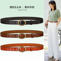 Belt womens retro genuine leather pure cowhide simple all-match pin buckle belt fashion ins style youth jeans belt