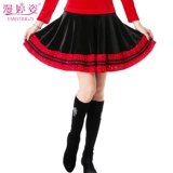 Бархатная мини-юбка, танцующая демисезонная юбка