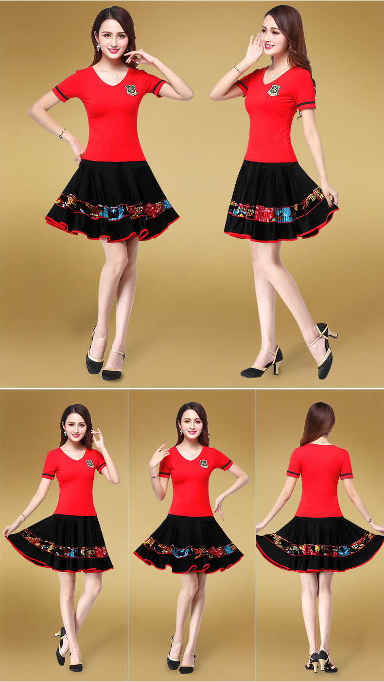 Đầm dự tiệc vuông 2018 mới diện modal ngắn tay ngắn mùa hè Yang Liping dance dance quần áo nữ - Khiêu vũ / Thể dục nhịp điệu / Thể dục dụng cụ giày khiêu vũ nữ