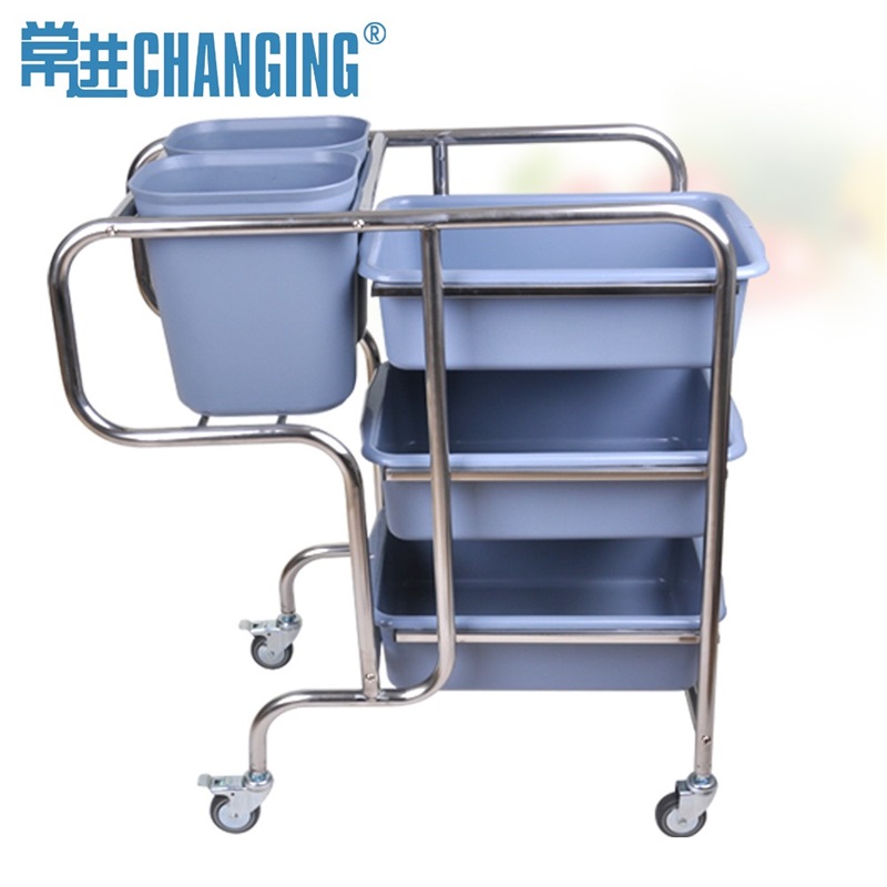 Common stainless steel thickness three layers of cart restaurant dishes collector dishwasher dishwasher mobile cart commercial