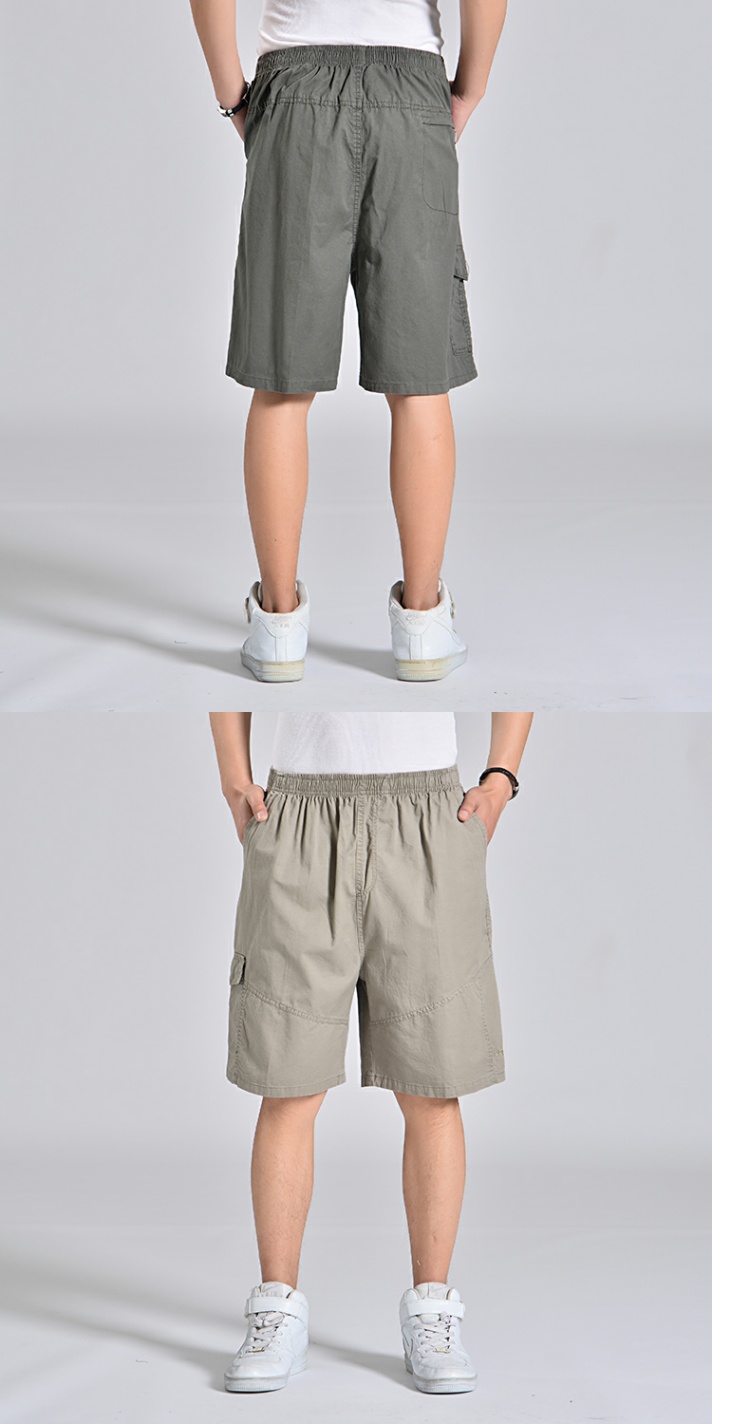 Siêu béo chất béo 佬 quần short cộng với chất béo cộng với size quần rộng cho nam giản dị cha trung niên nhiều túi năm quần quần lót nam thun lạnh