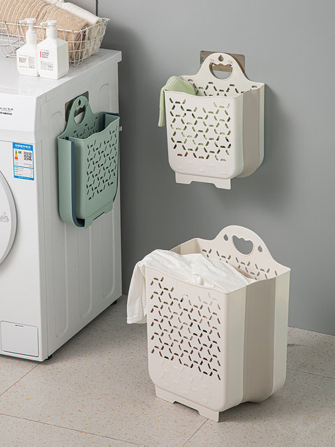 Dirty laundry basket storage basket wall hanging folding wall hanging clothes basket laundry bucket bathroom toilet partition storage frame