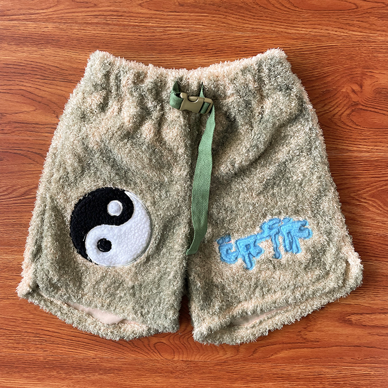 Cpfm.Xyz Fuzzy Acid Shorts Tai Chi Collaboration Summer Plush Casual Shorts