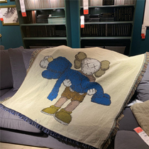 INS American tide card cartoon anime KAWS Sesame Street tapestry decoration sofa cover blanket wool knitted blanket