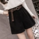 Quần short nữ mùa thu đông 2018 mới mặc rộng chân rộng eo cao một kiểu chân to size thon quần jean short lửng nữ