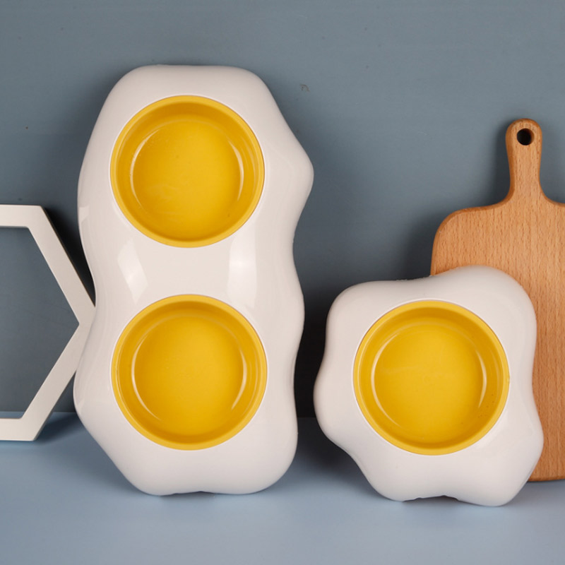 Cat bowls food basin kittens double bowls anti-overturning young cat rice bowls cute single bowl plastic Japanese style kitty bowl drinking water basin