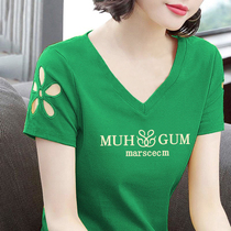 Cotton short-sleeved t-shirt womens body decoration t-shirt top clothes 2022 new body t-shirt large size Korean version summer cotton t-shirt