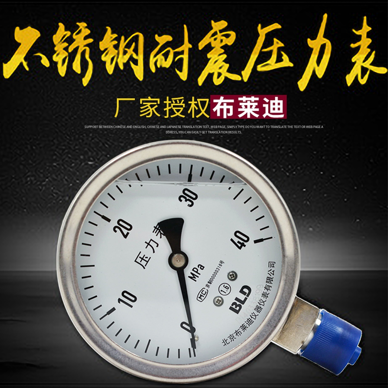 Beijing Brady Stainless Steel Seismic Pressure Meter YTHN-100 can be checked for ticket YTN-100H