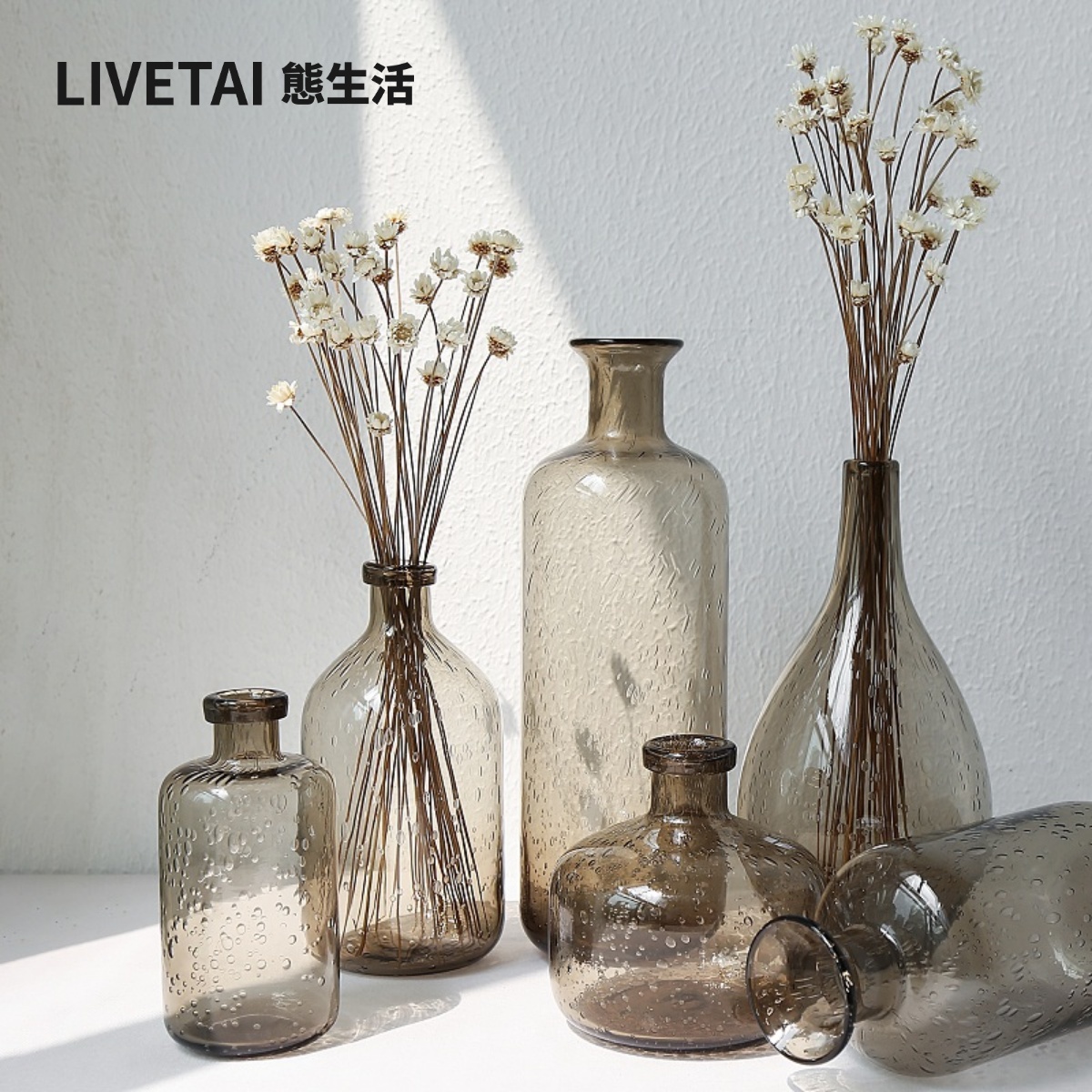 State Life Nordic Ins Wind Floral Transparent Bubble Glass Vase Modern Minimalist Home Swing Accessories Shooting Props