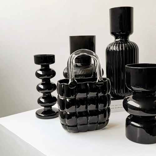 Государственная жизнь Ins Light Luxury Black Glass Vase Home Living Room Стол Цветочный вставка средняя гидропонная ваза