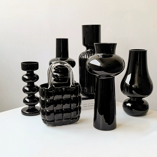 Государственная жизнь Ins Light Luxury Black Glass Vase Home Living Room Стол Цветочный вставка средняя гидропонная ваза