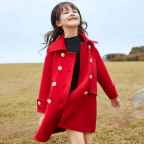 High-end girl cashmere coat long autumn and winter New Korean version of the child girl childrens clothing double-sided coat