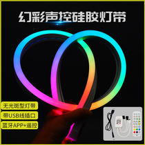usb bright non-spot magic color voice control silicone soft light bar 5v flexible line neon led horse racing color light strip