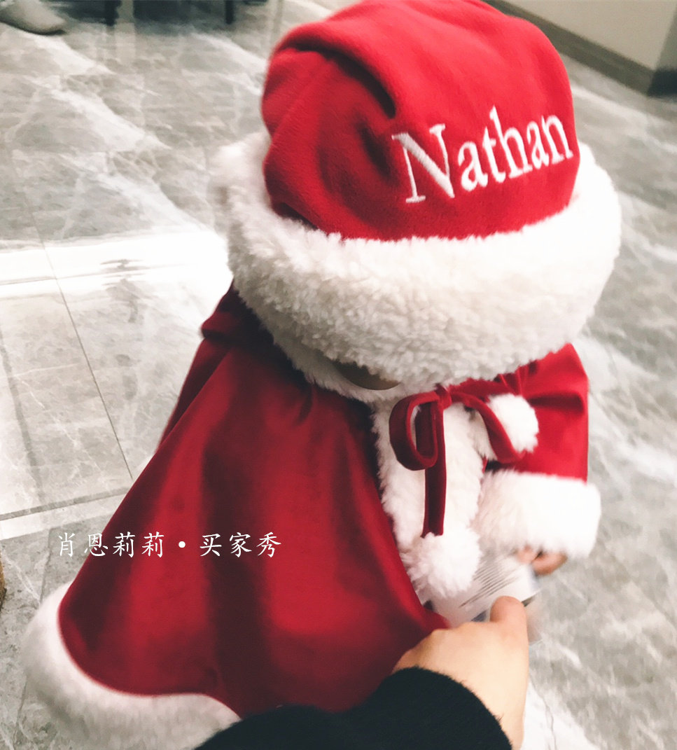 Multi-size super beautiful flat velvet fabric lamb down Christmas cloak cape children's adult New Year festive red shawl