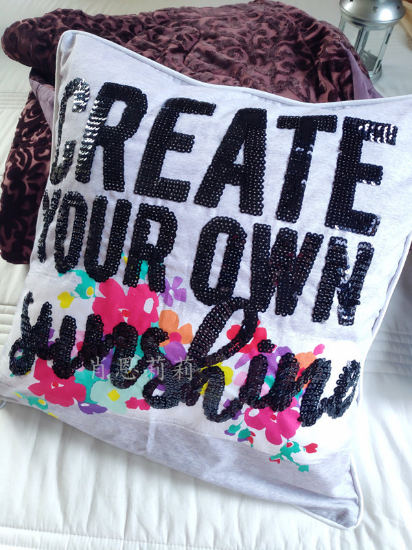 Export tail single cotton sequin pillow 45x45cm good workmanship with core removable and washable