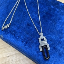 5 14 Dumb Button Obsidian Diamond Necklace
