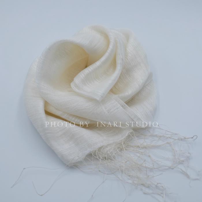 Inari Inari white silk cotton blended scarf 180cm plant dyed tie dyed blue dyed batik DIY