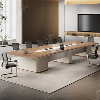高端会议桌长桌高级感洽谈桌长方形吸塑轻奢简约现代大型长条桌子