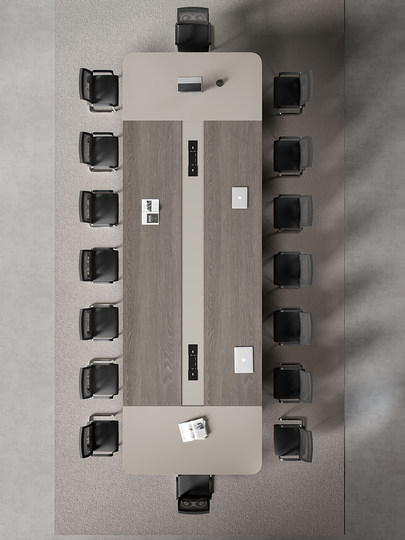 Muebles ligeros de lujo, mesa de conferencias y silla, combinación simple, moderna, placa grande, negociación, mesa larga de entrenamiento de oficina, gama alta