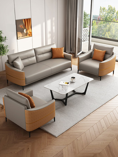 Bürosofa, einfache moderne Ruhebereich, Rezeption, Hotel, Freizeit, Kleinunternehmen, Empfang, Sofa, Couchtisch-Kombination