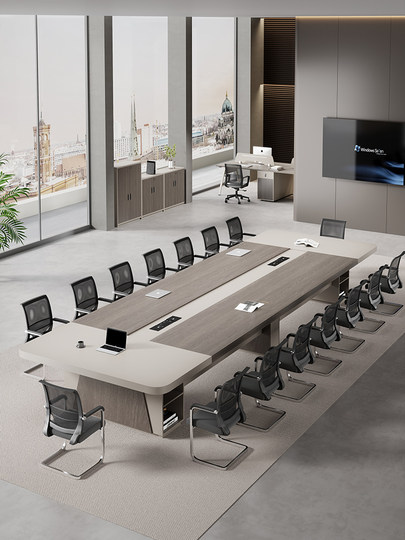 Muebles ligeros de lujo, mesa de conferencias y silla, combinación simple, moderna, placa grande, negociación, mesa larga de entrenamiento de oficina, gama alta