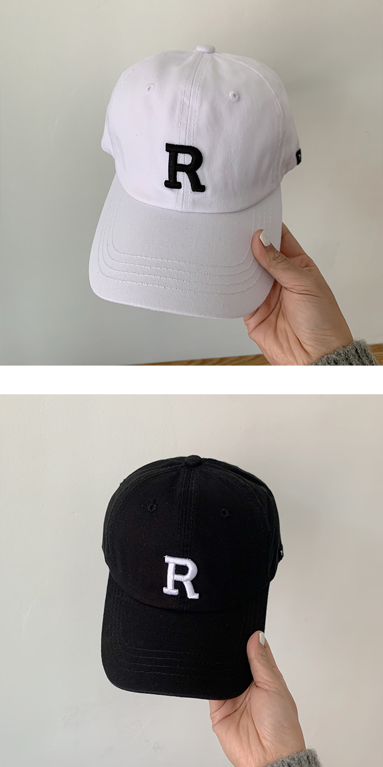 Chapeau de Baseball avec lettre R pour femmes et hommes, édition coréenne, Instagram Show Face, marque tendance, en langue de canard, nouvelle collection printemps/été 2024_voghion.com