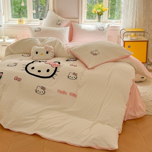 Полотенце, хлопковый комплект, мультяшный пододеяльник, простыня для школьников, 4 предмета, подходит для студента, 3 предмета