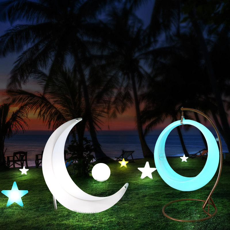 LED Luminous Moon Swing Outdoor Garden Hanging Chair Solar Charging Moon Lamp B&B Creative Net Red Swing