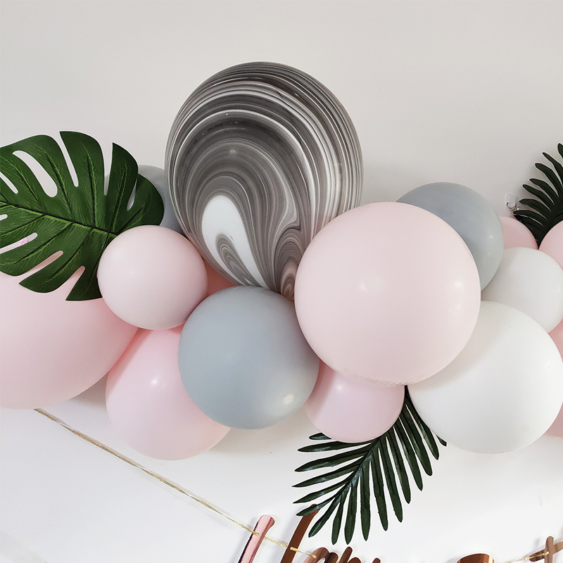 12 inch marbled black balloon chain decorative agate ball Adult birthday party decoration supplies