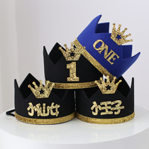 ins Black Gold series European and American baby 1 year birthday hat childrens birthday party creative photo crown hat man