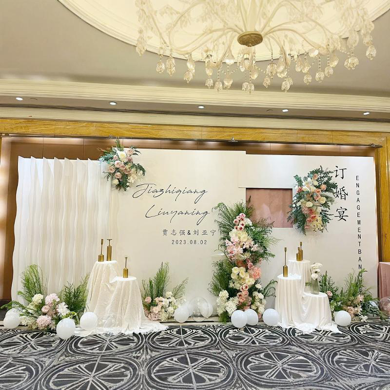 Korean-Style Engagement Banquet Scene Setup, Forest-Themed Fresh Wedding Welcome Area Decoration, Trendy Instagram-Style Kt Board Backdrop