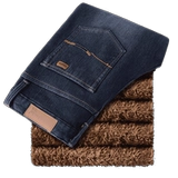 Утепленные эластичные джинсы с начесом для отдыха, флисовые удерживающие тепло штаны, оверсайз, свободный прямой крой