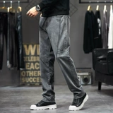 Эластичные джинсы для отдыха, элитные штаны, осенние, свободный прямой крой, большой размер