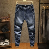 Демисезонные утепленные джинсы с начесом, бархатные эластичные штаны