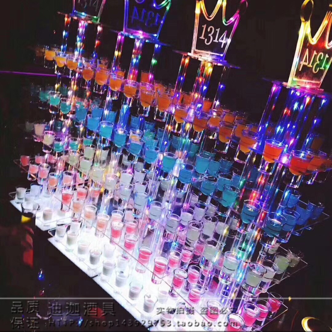 Nightclub KTV bar luminous wine glass rack acrylic LED bullet glass cocktail glass rack skyscraper champagne rack