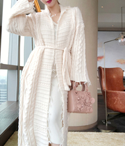 Early autumn French style new hand-woven luxury minimalism heavy twist large sweater long coat