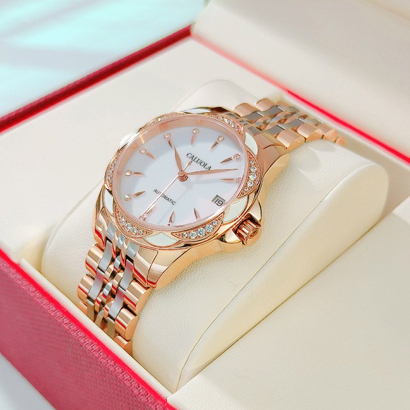 New Carolet Fully Automatic Mechanical Watch Lady Watches Women Watch Steel Band Fashion Temperament Brand Waterproof Tide