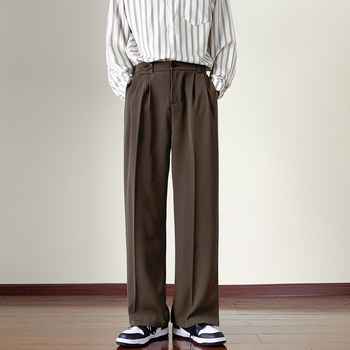 Business no-iron drapey wide-leg straight trousers