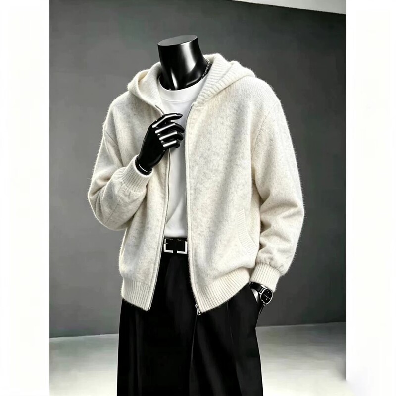 Cleanfit Knitted Cardigan Sweater Men's Autum Trendy Lazy Style Hooded Jacket High-End Couple Sweatshirt