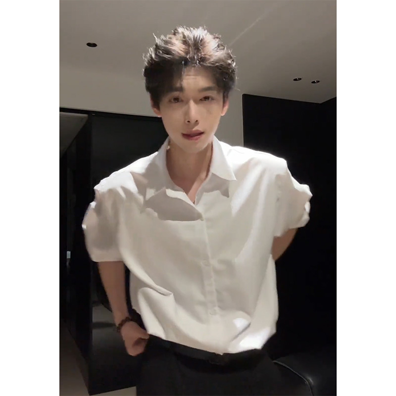 Naples White Shirt for Men, Long-Sleeved, High-End Suit Inner Layer, Autumn Light Mature Style, Cool and Handsome Shirt Jacket