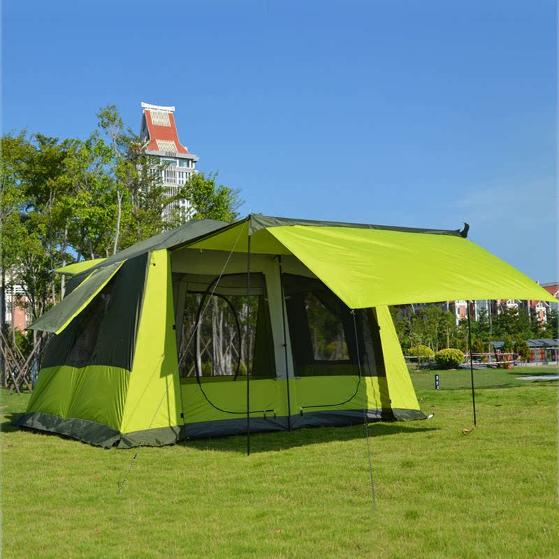 Outdoor multi-person big tent 8 people, 10 people, 12 people, two rooms and one hall tent, double-layer rainproof family camping tent