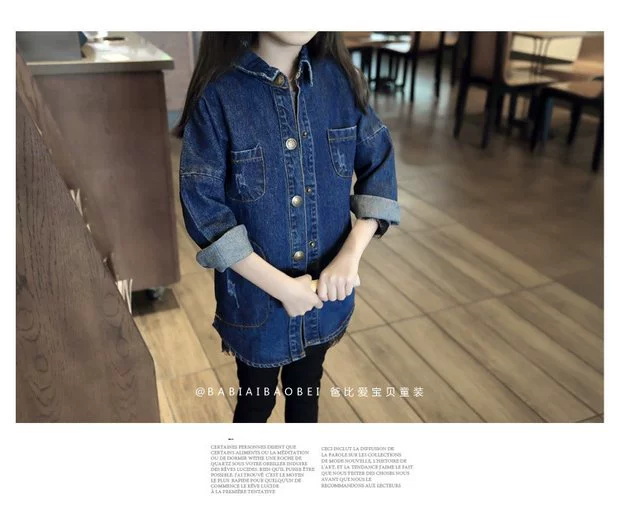Quần áo trẻ em 2018 trẻ em mùa thu trẻ em mới của Hàn Quốc áo khoác denim áo khoác gió áo cho bé gái