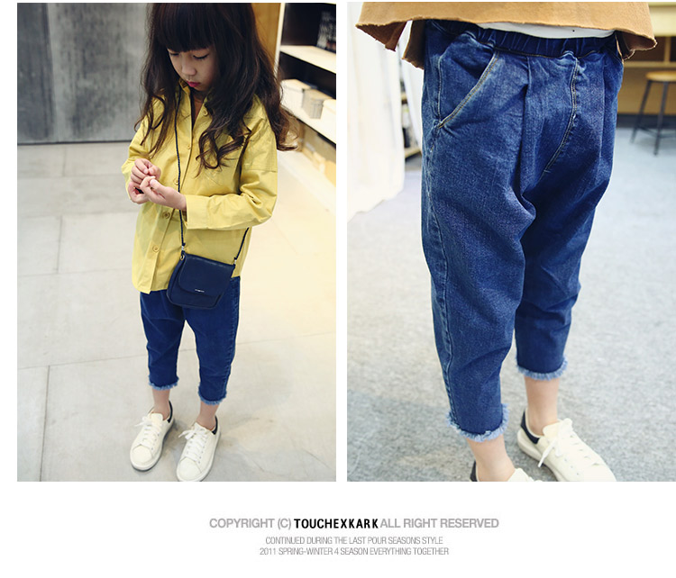 Quần jeans trẻ em xuân hè 2018 mới bé trai và bé gái thời trang cao bồi Hàn Quốc quần harem quần bé quần áo bé trai
