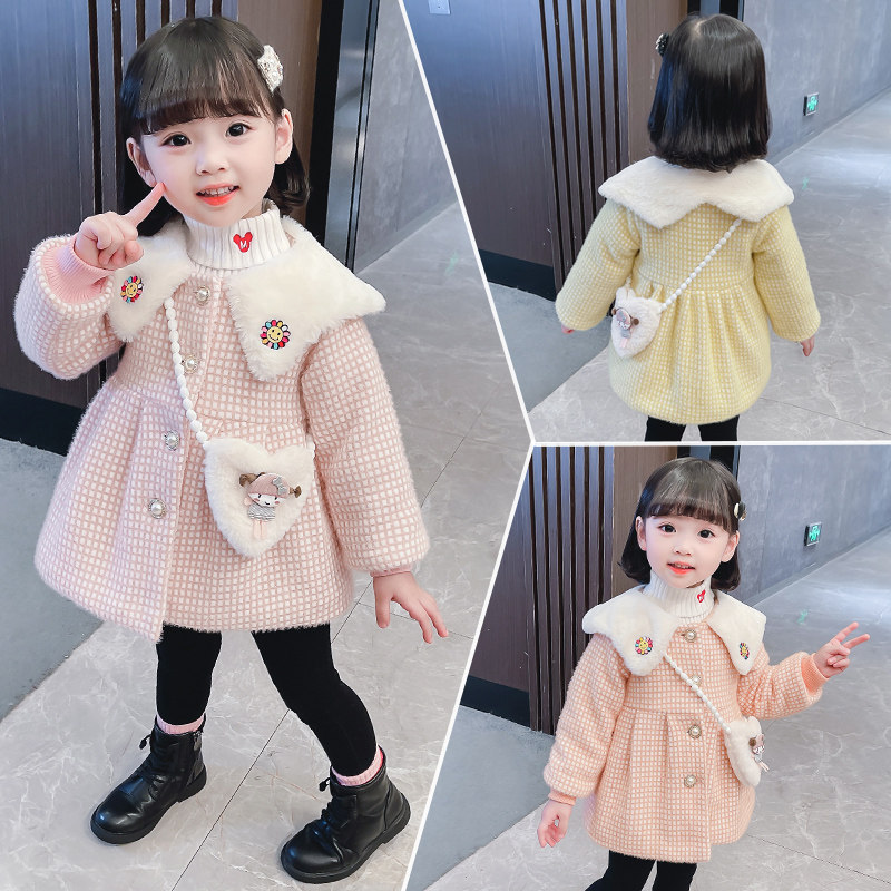 Girl's autumn and winter coat new caring bag children add cotton thicken yang coat for cotton cotton winter children's clothing