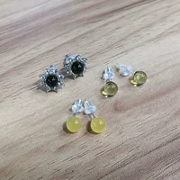 Ювелирное украшение, серьги из жемчуга, янтарная универсальная маленькая инкрустация камня, серебро 925 пробы, простой и элегантный дизайн