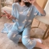 Bộ đồ ngủ của phụ nữ cotton mùa hè tay áo ba phần tư Hàn Quốc ngọt ngào dứa nhà phục vụ sinh viên mùa xuân và mùa thu phần mỏng bộ đồ cổ tròn dễ thương - Bên ngoài ăn mặc